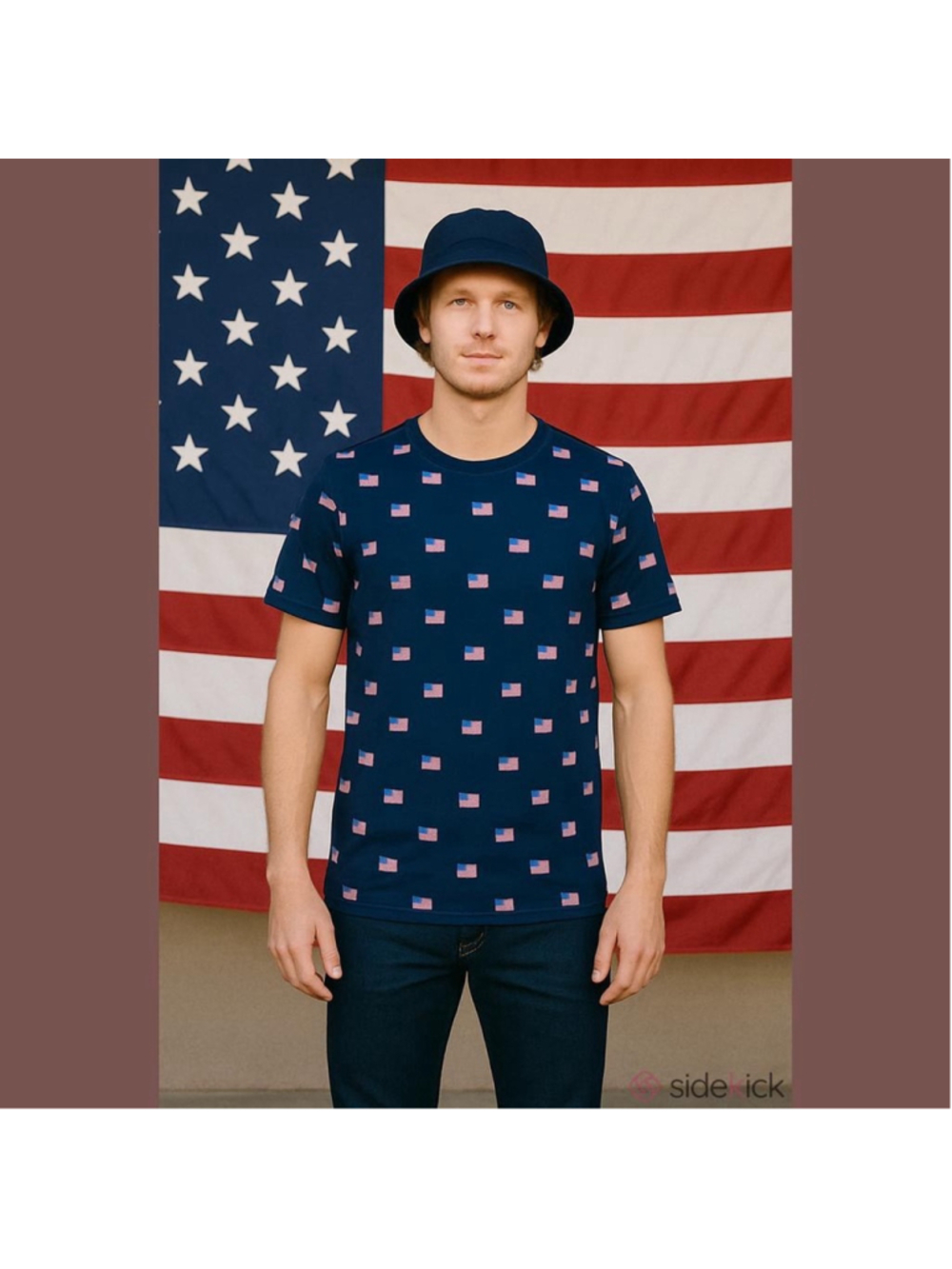 Isaac Morris IML Men's Flag Print Patriotic Short Sleeve Graphic T-Shirt - Large